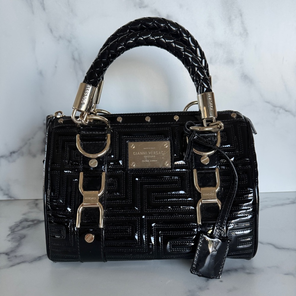 Gianni Versace Snap Out Of It Madonna Black Patent Bag